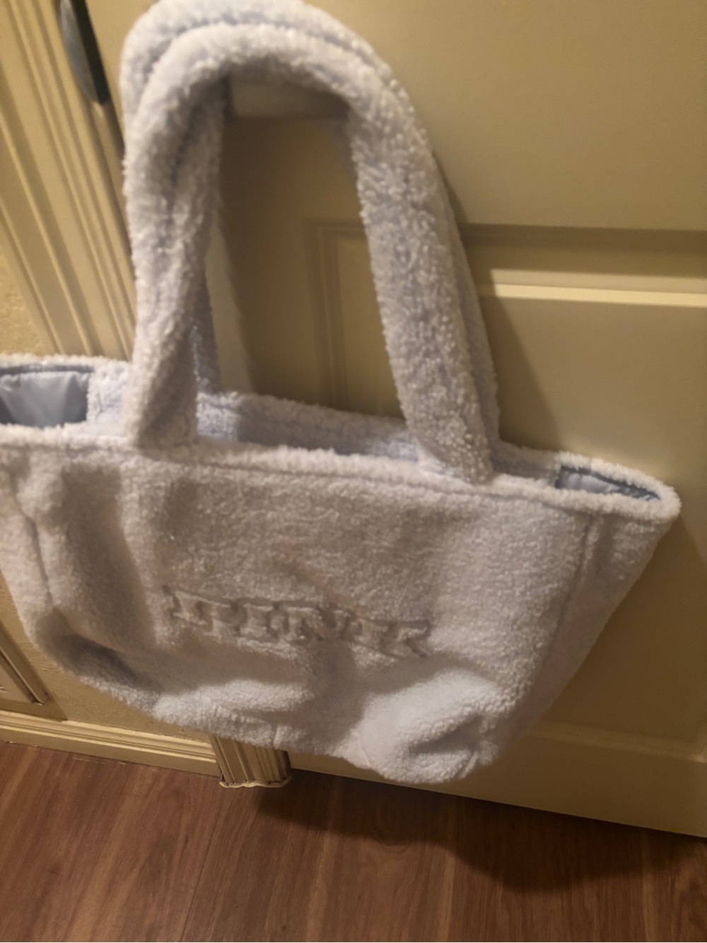 PINK Victoria's Secret Plush Tote Bag in Light Blue